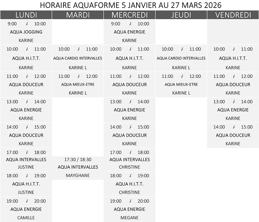 horaire-2026-aquaforme