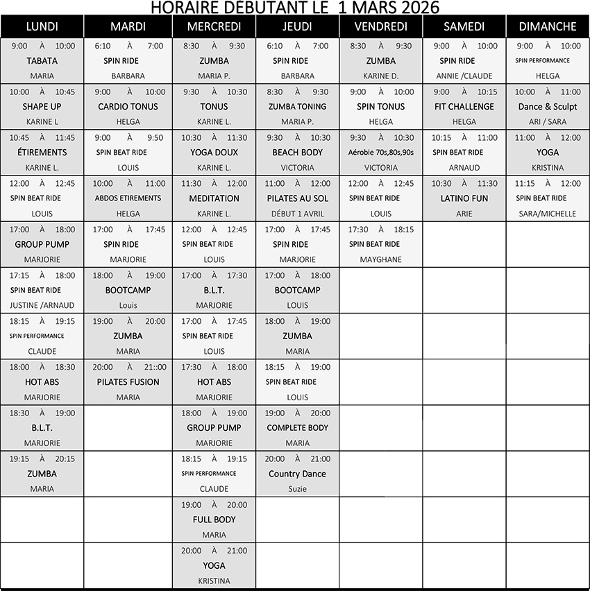 horaire-spin-aerobie-mars