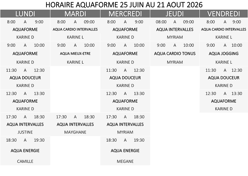 horaire-aqua-forme-juin